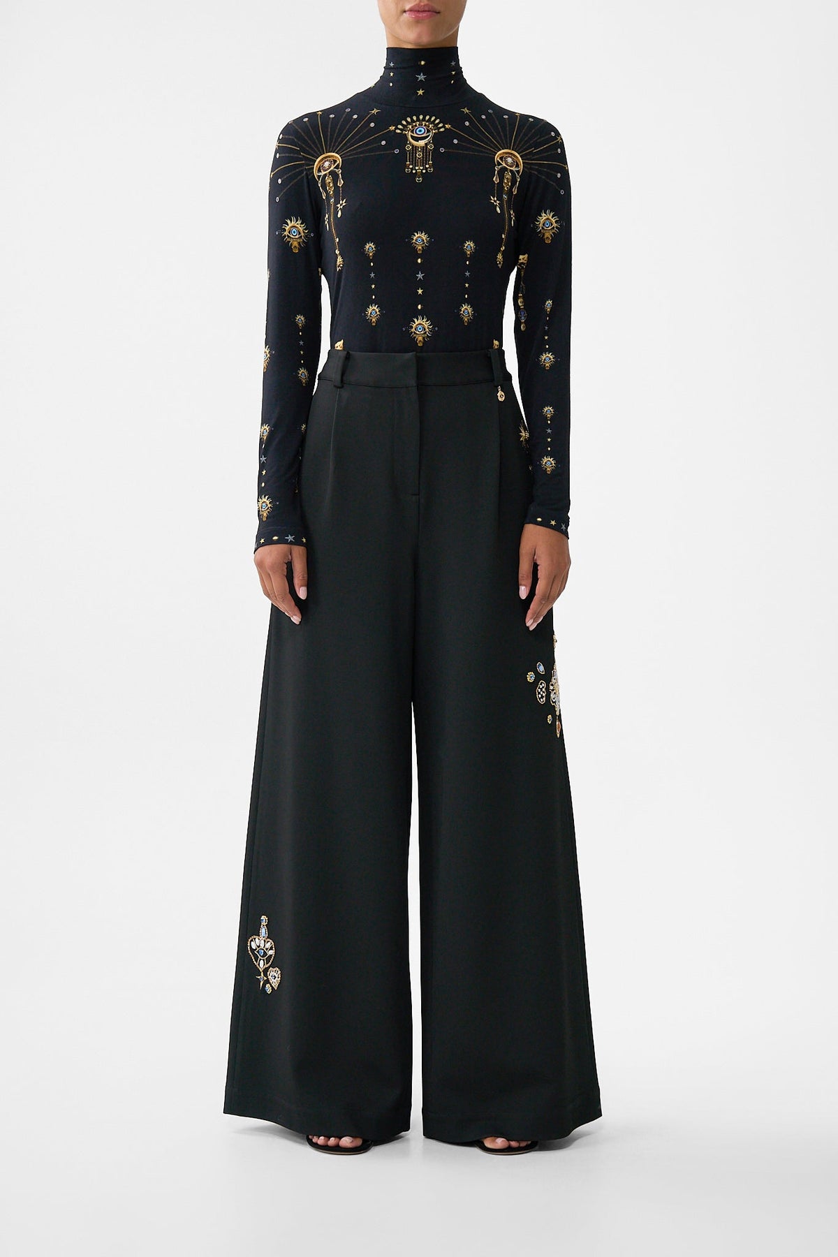The CAMILLA wide leg waisted pant from our print amulets and alchemy