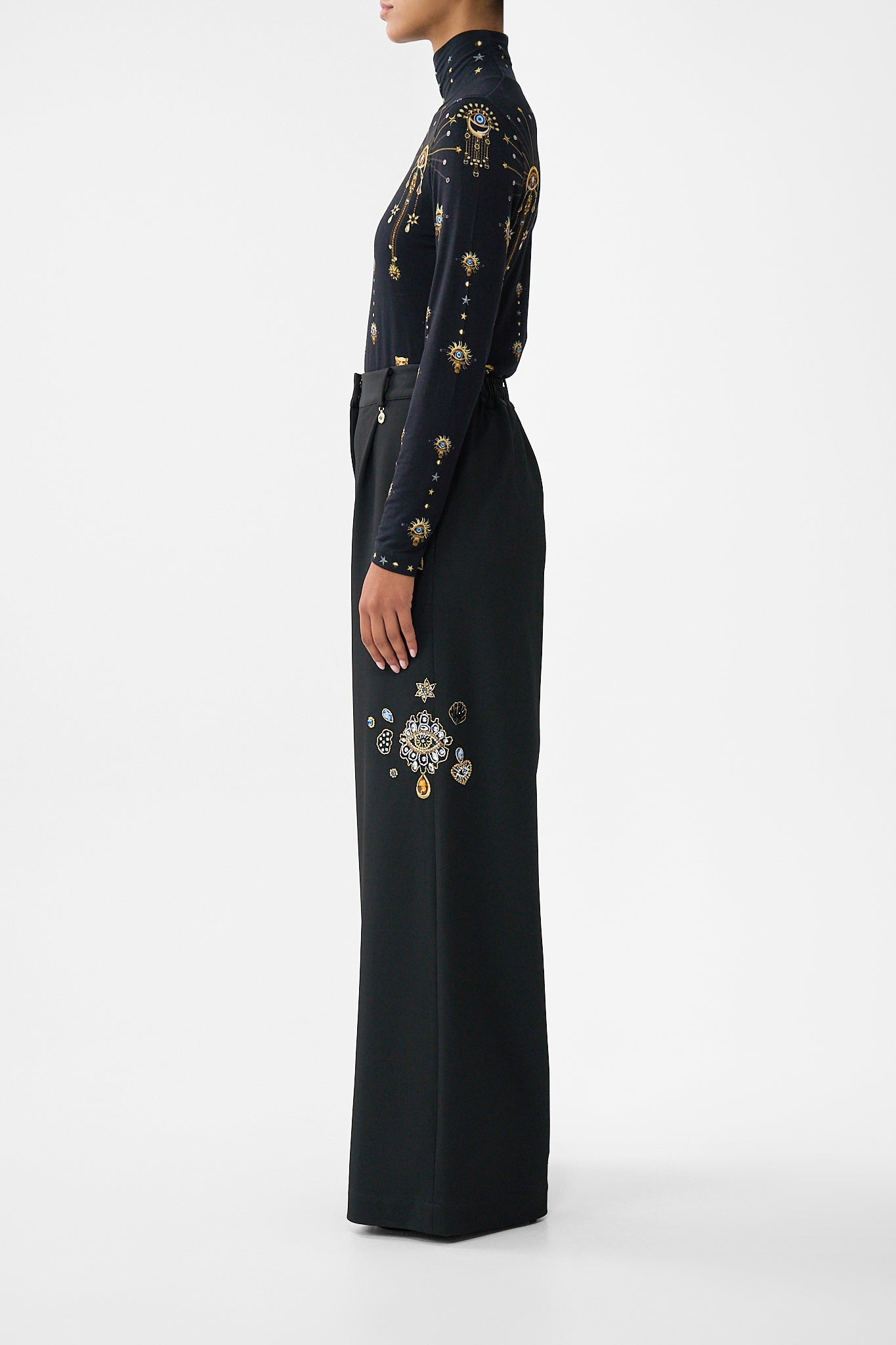PANTALÓN DE PIERNA ANCHA DE TIRO ALTO AMULETOS Y ALQUIMIA