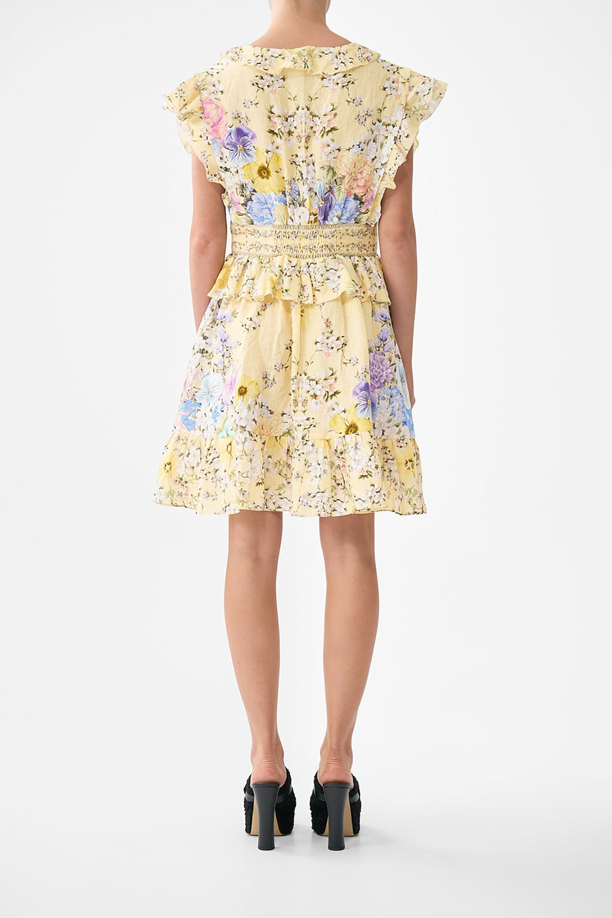 WAISTED SHORT DRESS WITH RUFFLE DETAILS DARLING BUDS