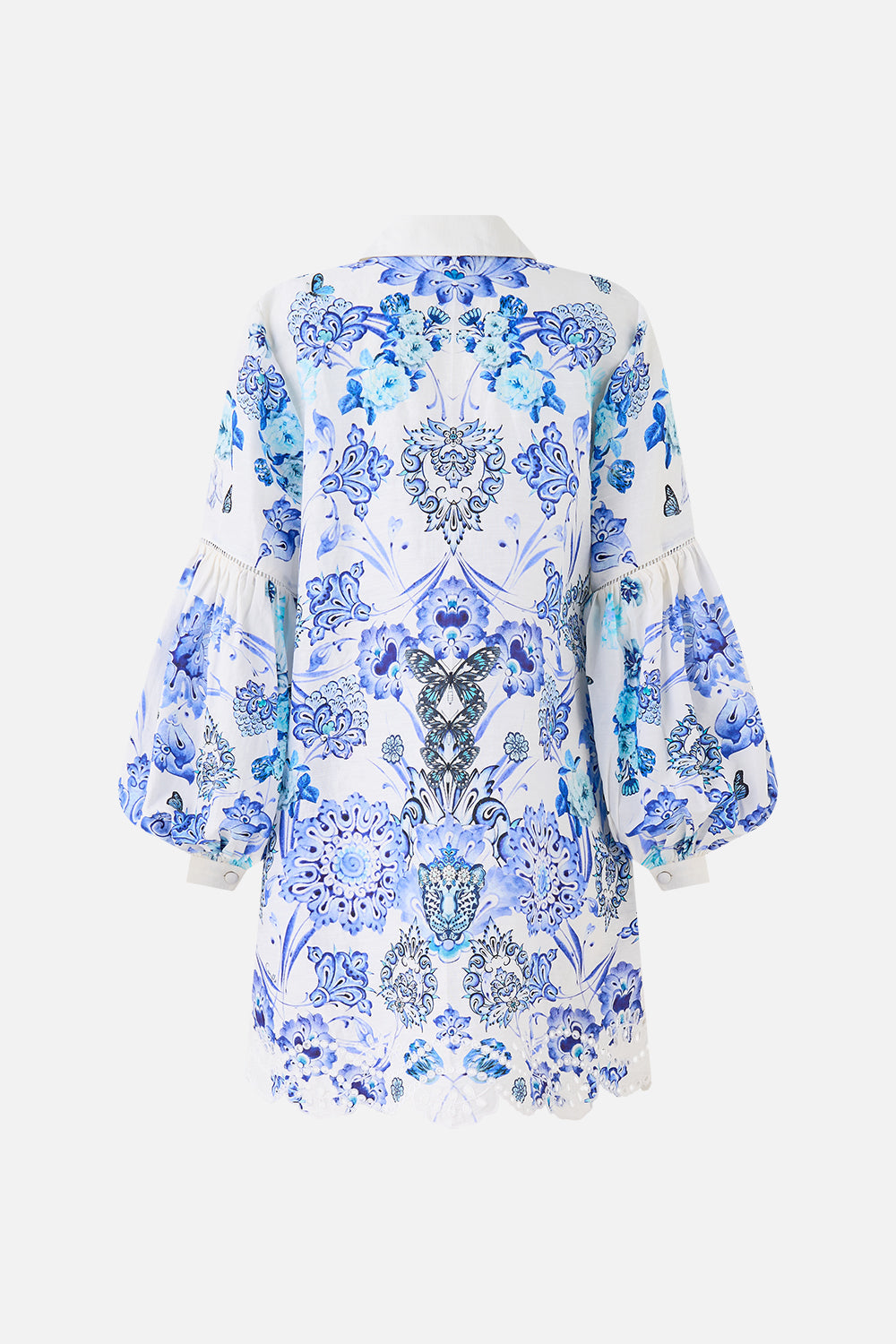 VESTIDO CAMISERO CON MANGA ABULLONADA TODO SOBRE EL ENCAJE
