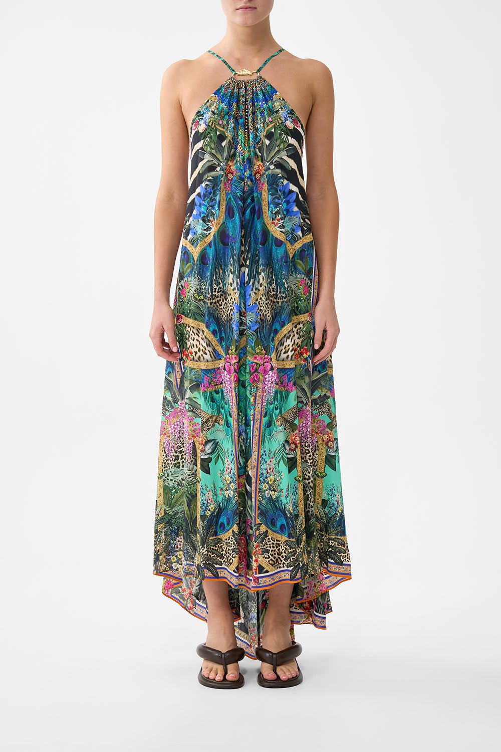 VESTIDO MAXI CON FRUNCES EN EL CUELLO ALQUIMIA ANIMAL