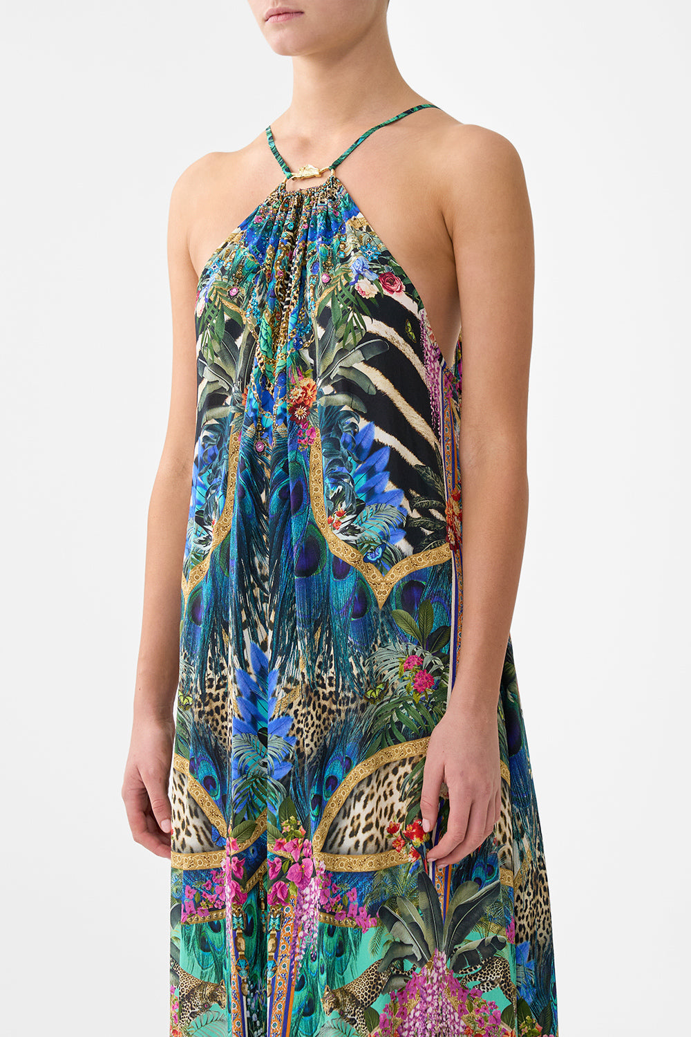VESTIDO MAXI CON FRUNCES EN EL CUELLO ALQUIMIA ANIMAL