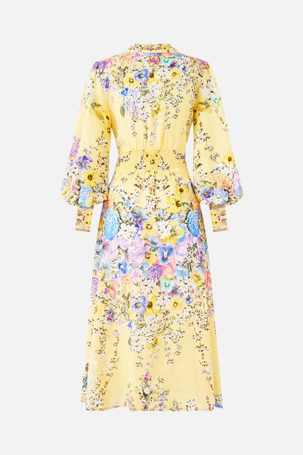 Camilla | Waisted Short Dress with Ruffle Details Darling Buds, Xs Yellow | Darling Buds | Signature Designs