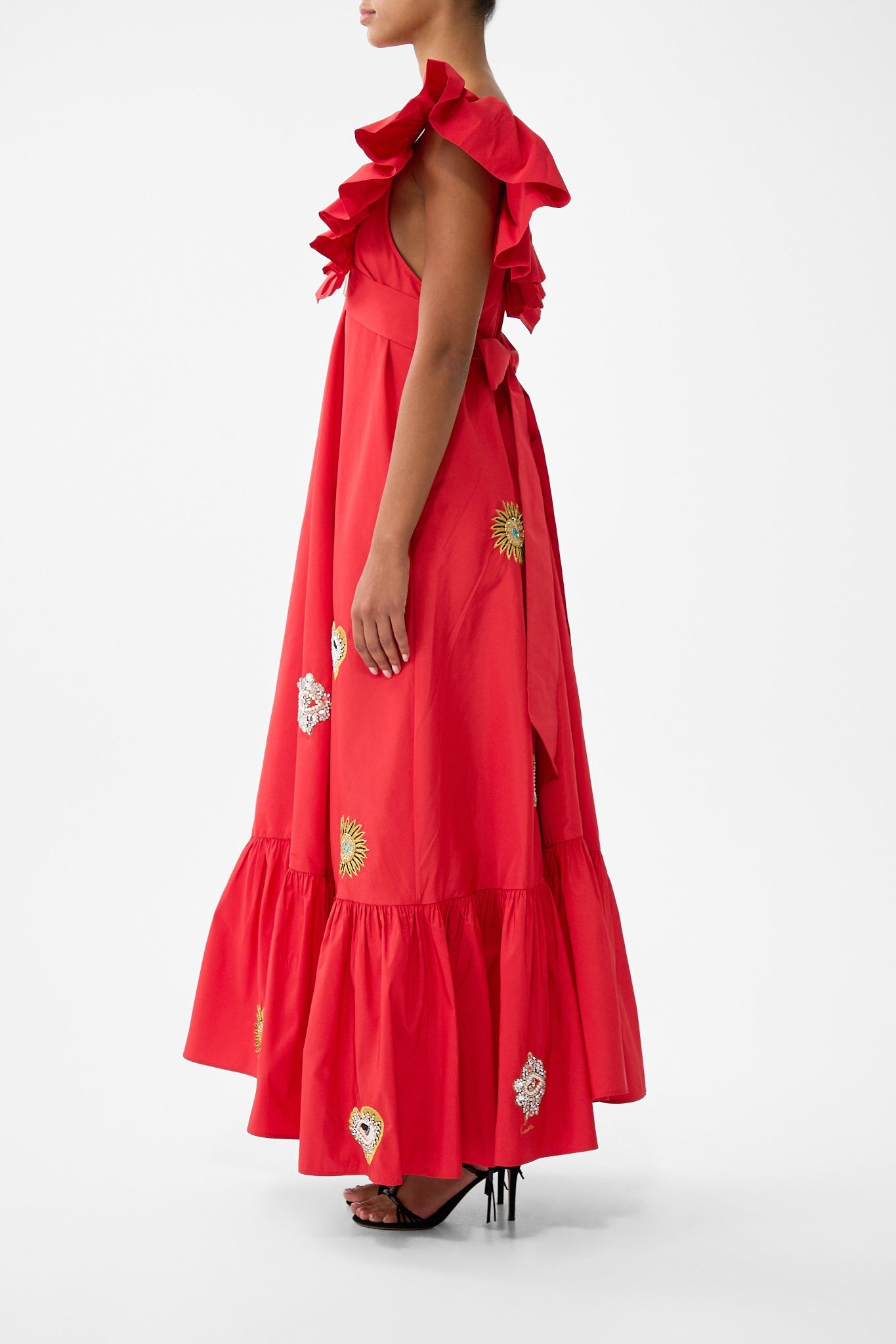 Nazar Nirvana Frill Neck Dress With Hardware