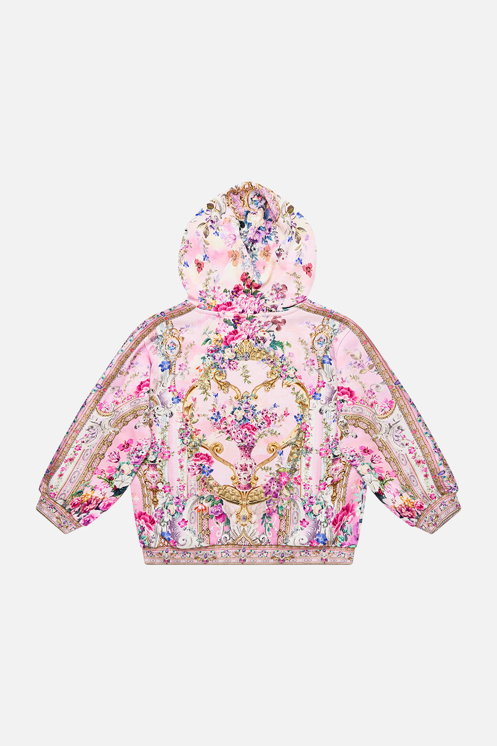 The CAMILLA kids zip through hoodie with bow from our print palatial pastels, back product view
