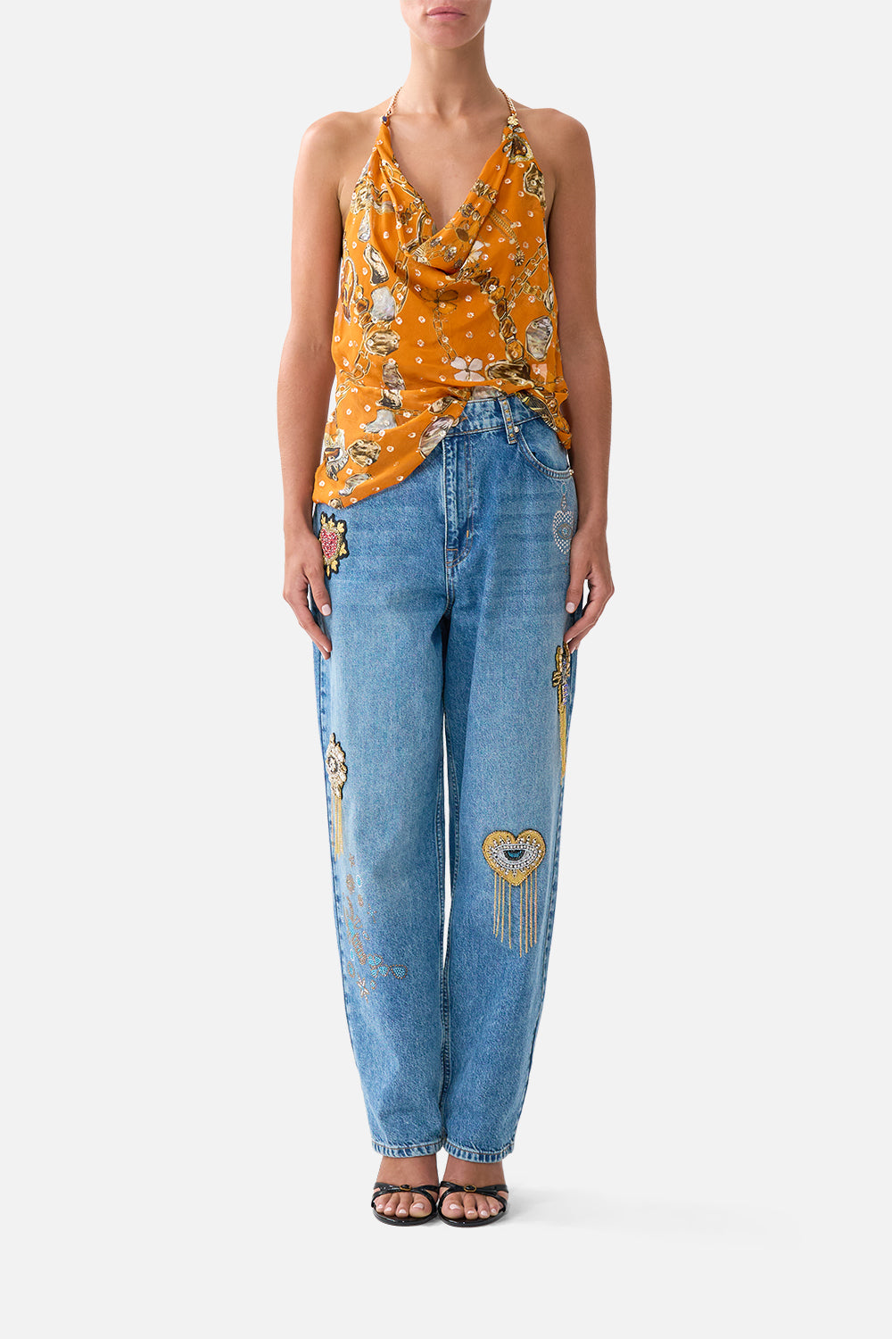 DRAPED TOP WITH HARDWARE TALISMANS OF TURKIYE