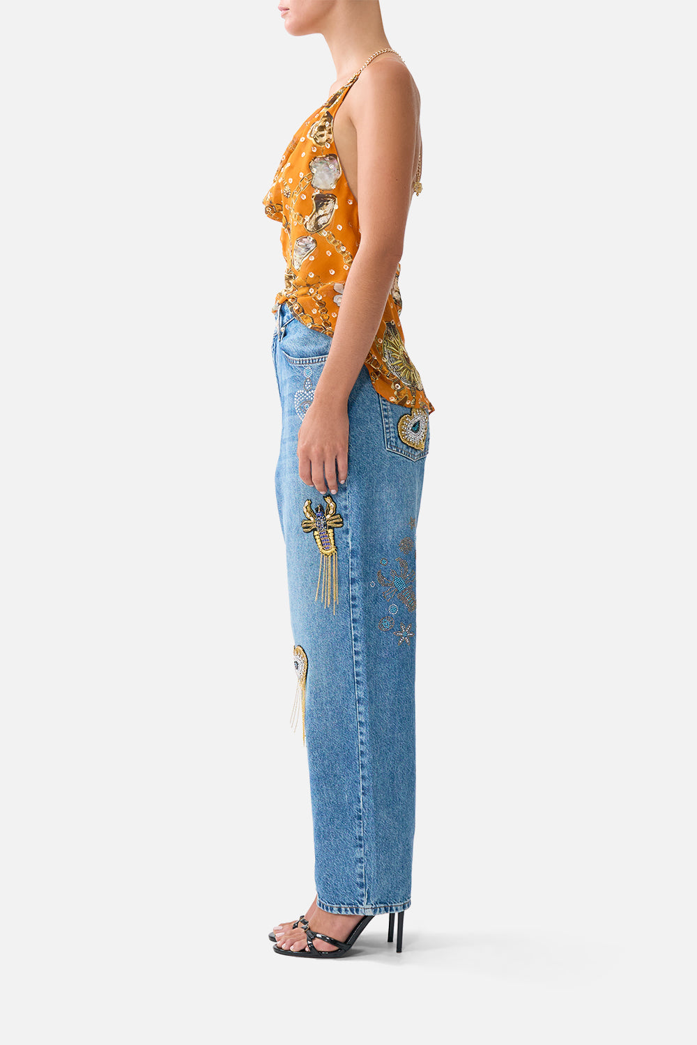 DRAPED TOP WITH HARDWARE TALISMANS OF TURKIYE