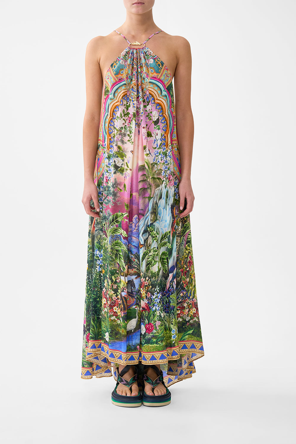 VESTIDO MAXI CON FRUNCIDO EN EL CUELLO DELICIA TURCA