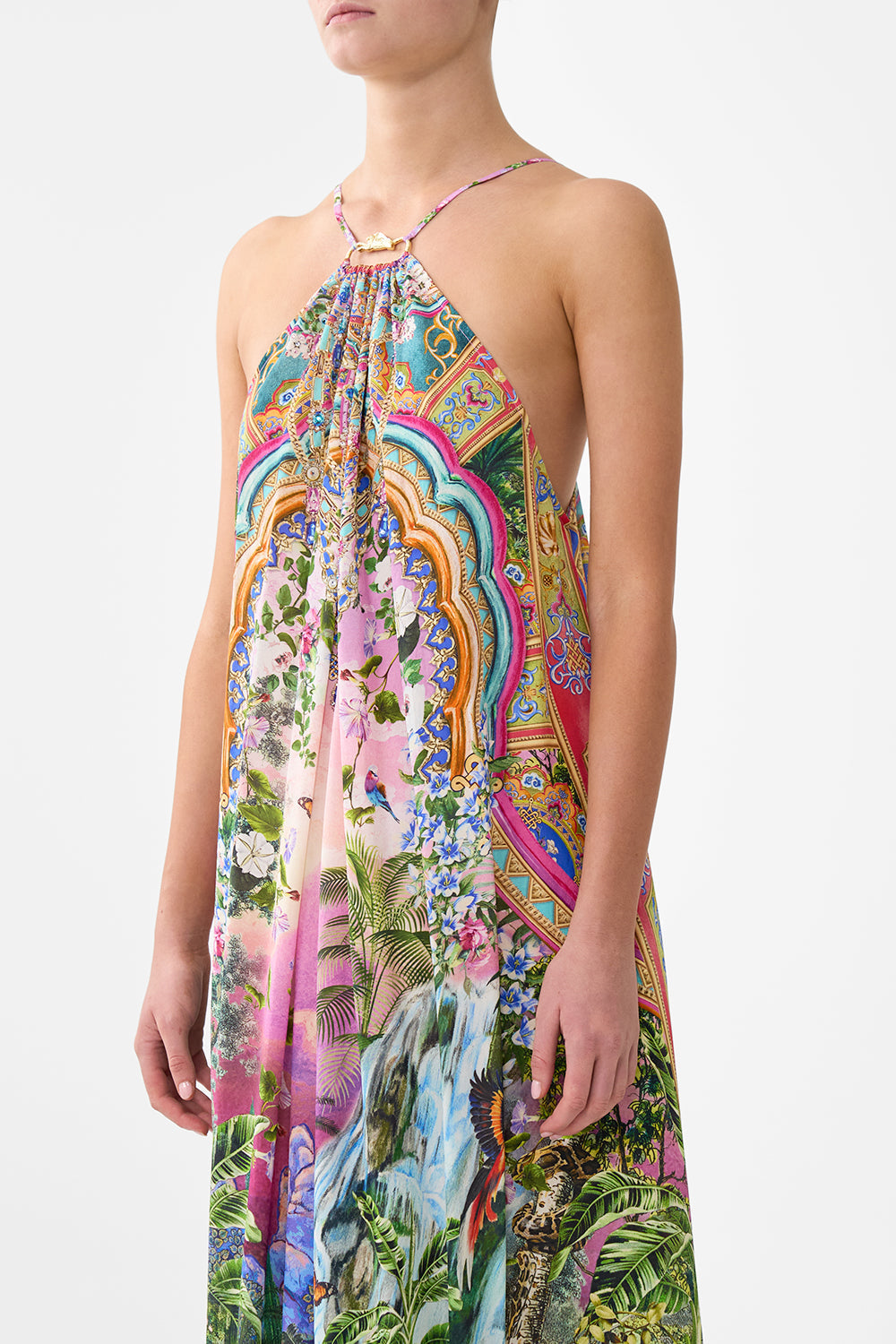 VESTIDO MAXI CON FRUNCIDO EN EL CUELLO DELICIA TURCA