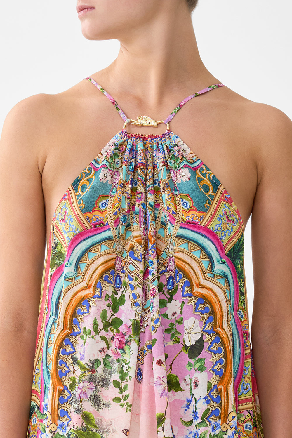 VESTIDO MAXI CON FRUNCIDO EN EL CUELLO DELICIA TURCA