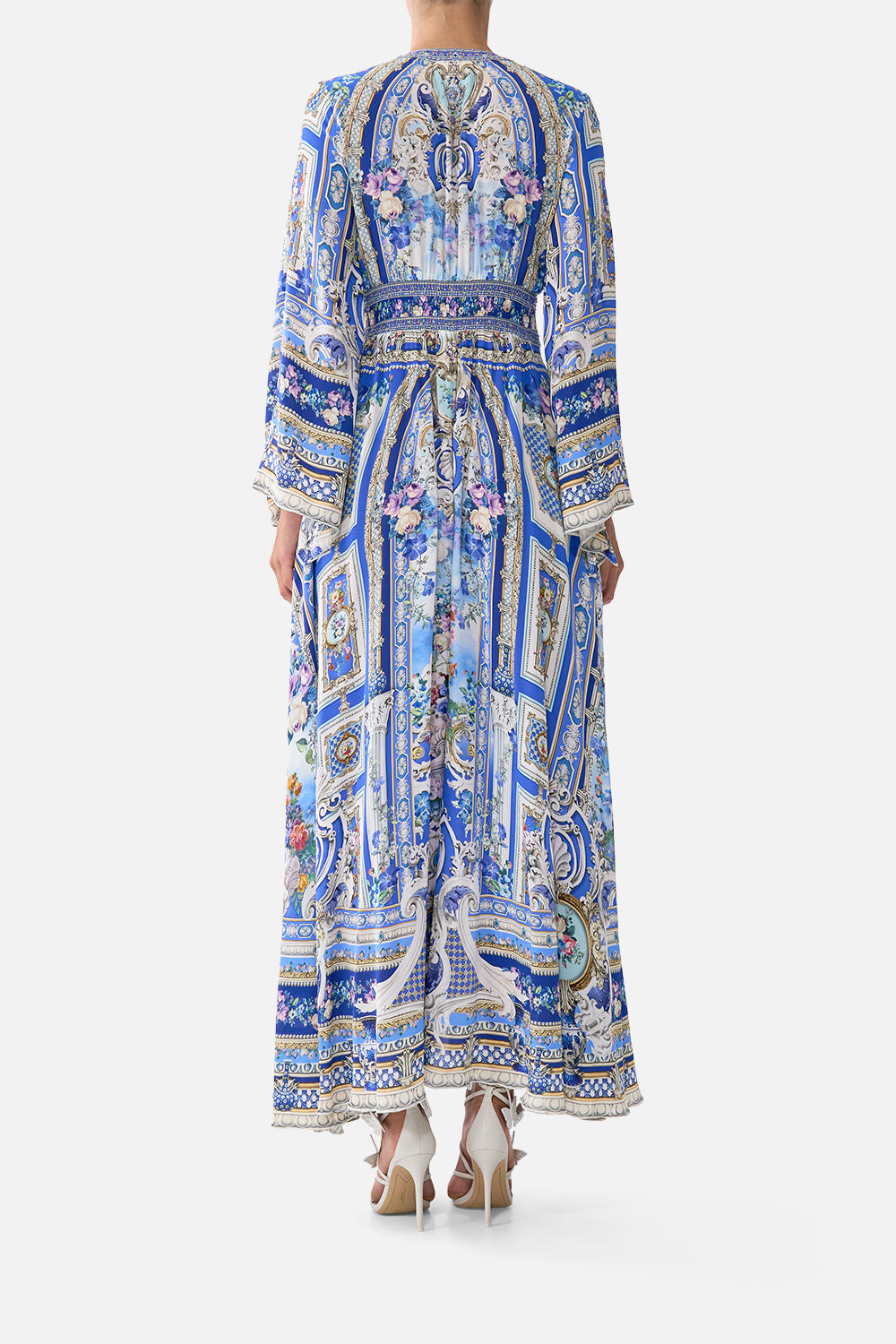 KIMONO SLEEVE DRESS WITH SHIRRING DETAIL OTTOMAN OPULENCE