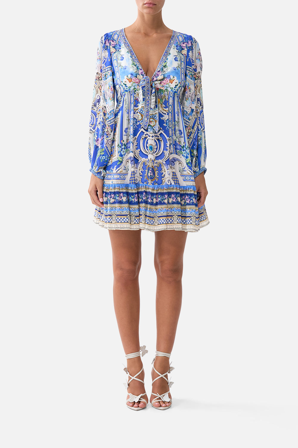 VESTIDO ABOTONADO DELANTERO CORTO ESTILO BLUSÓN OPULENCIA OTOMANA