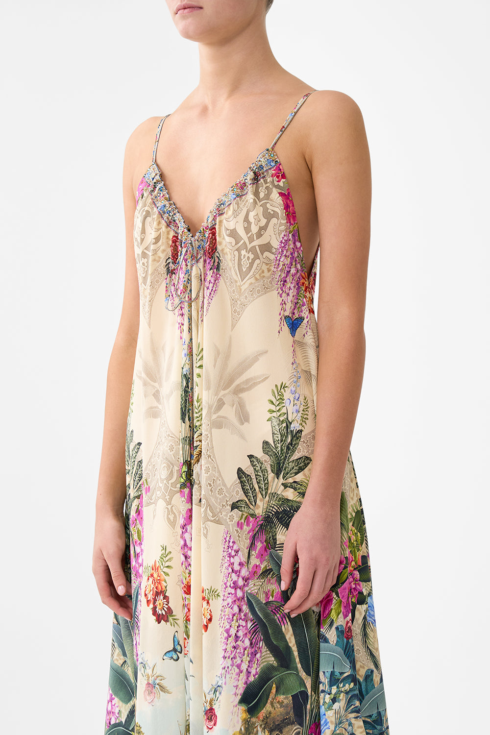 DRAPED JUMPSUIT WITH STRAPS BODRUM BOTANICALS