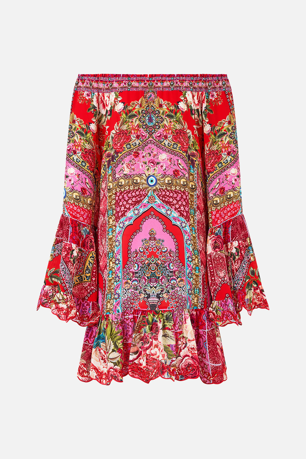 The CAMILLA A-LINE FRILL DRESS HEIRLOOM EMPIRE in our  print.