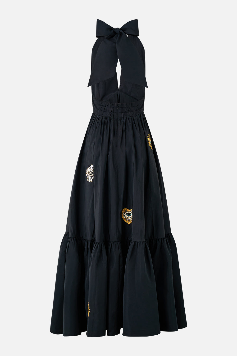 VESTIDO HALTER CON VOLANTES AMULETOS Y ALQUIMIA