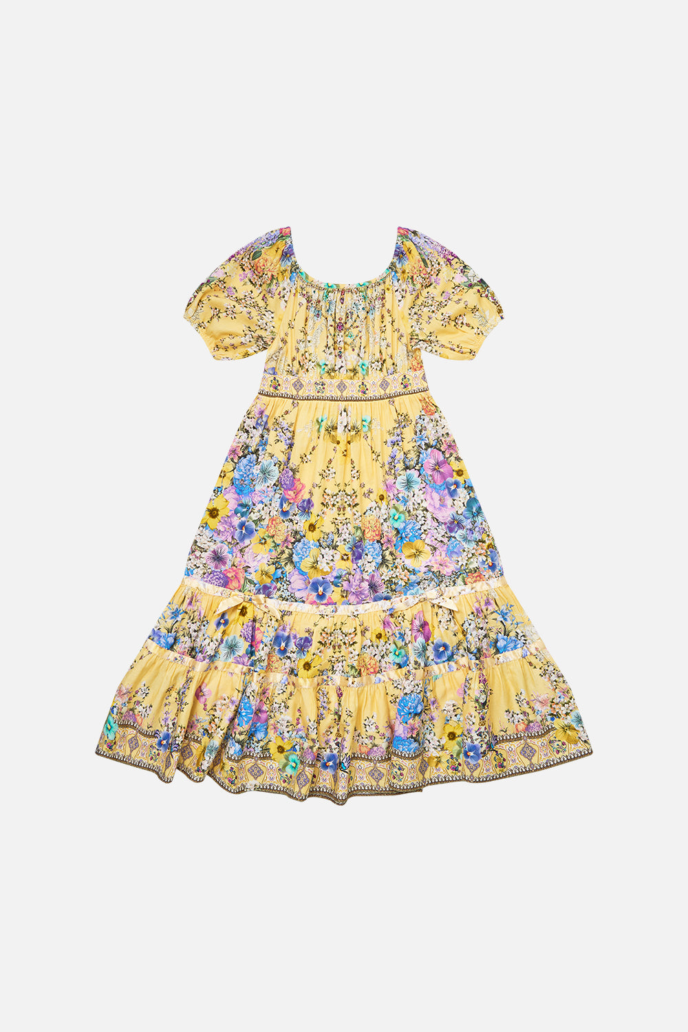 VESTIDO MAXI DE CAMPESINA PARA NIÑAS CON FALDA DE CINTAS DARLING BUDS