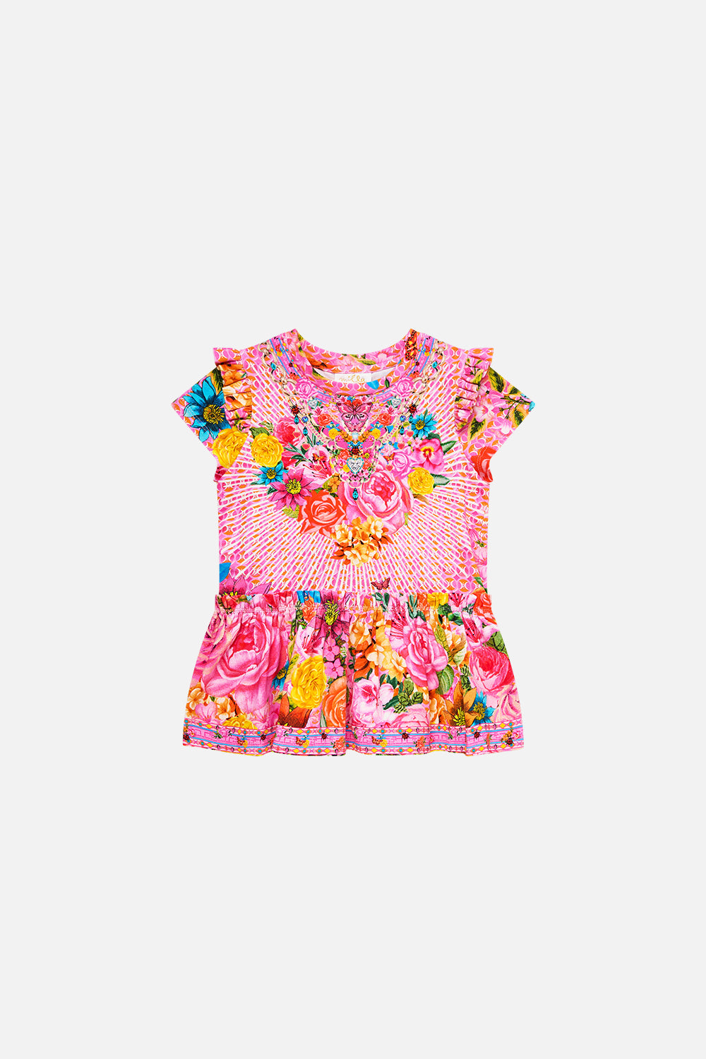 VESTIDO PARA BEBÉ CON VOLANTES EN HOMBROS Y BAJOS ILLUSTRATION NATION