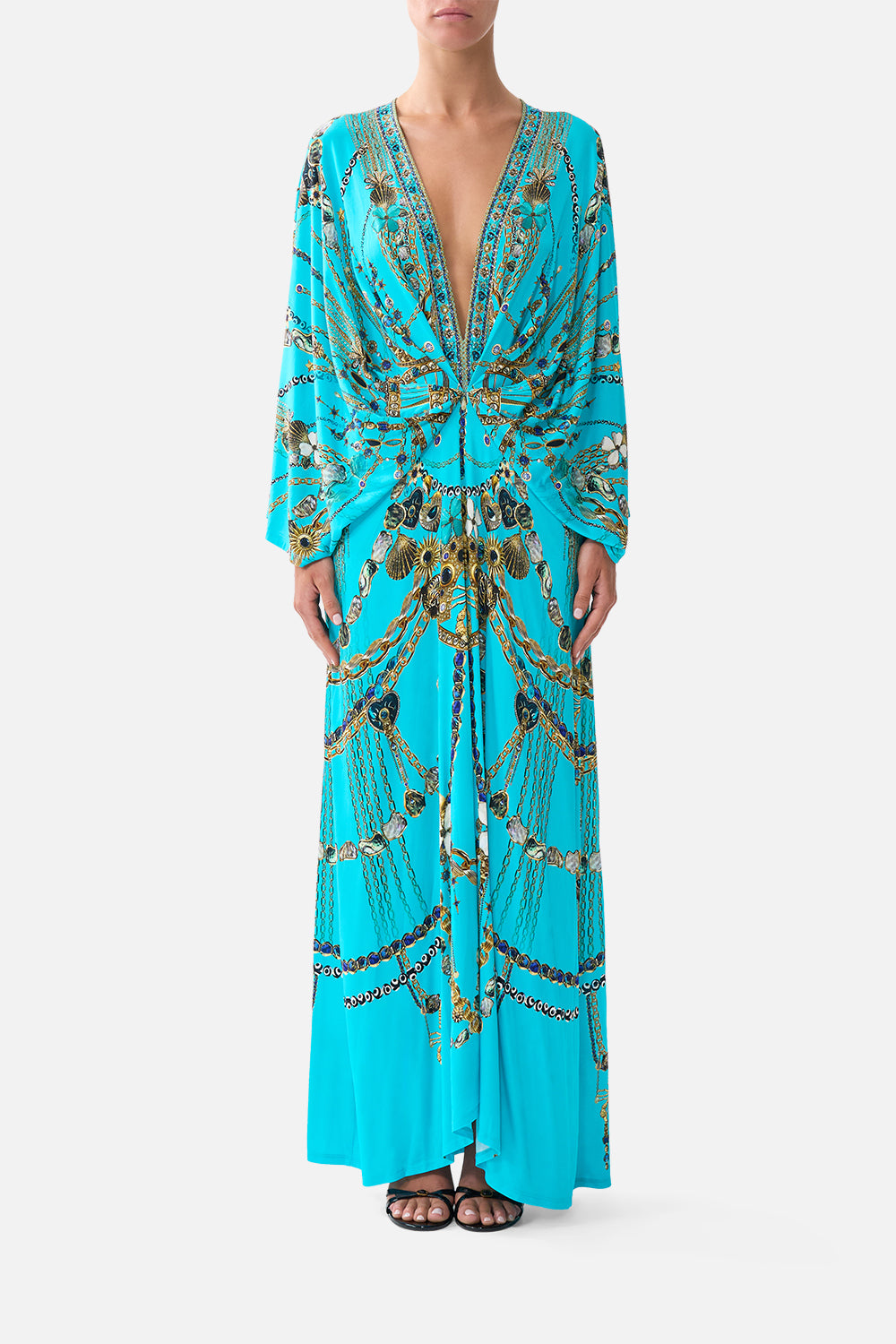 VESTIDO DE PUNTO CON PLIEGUES DELANTEROS TÓTEMS Y TESOROS