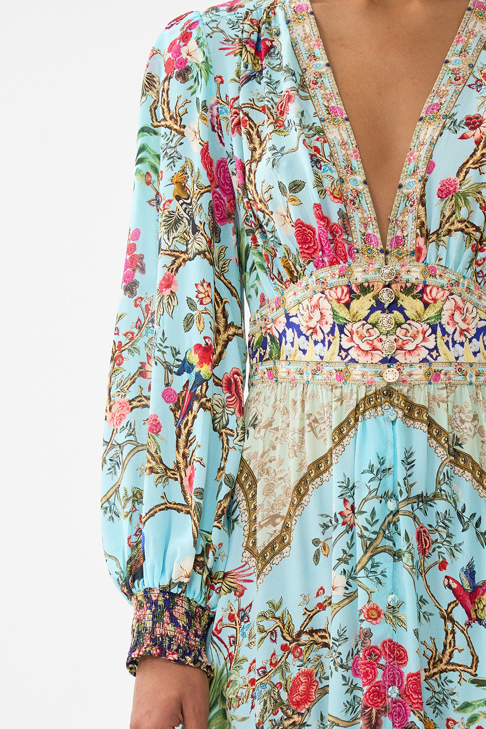 VESTIDO ABOTONADO CON CINTURILLA AJUSTADA SULTANES Y REINAS