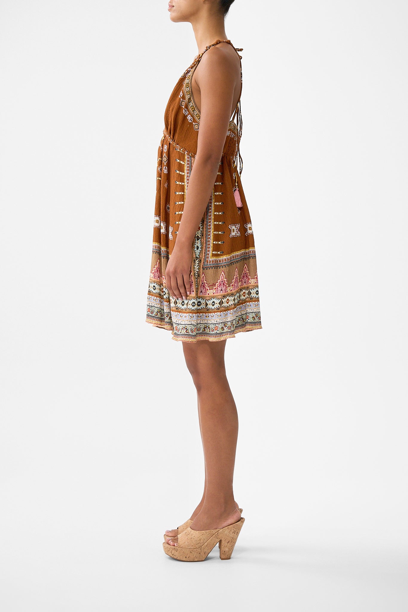 Fabric Of Time Short Flared Dress With Macrame Detail | CAMILLA US