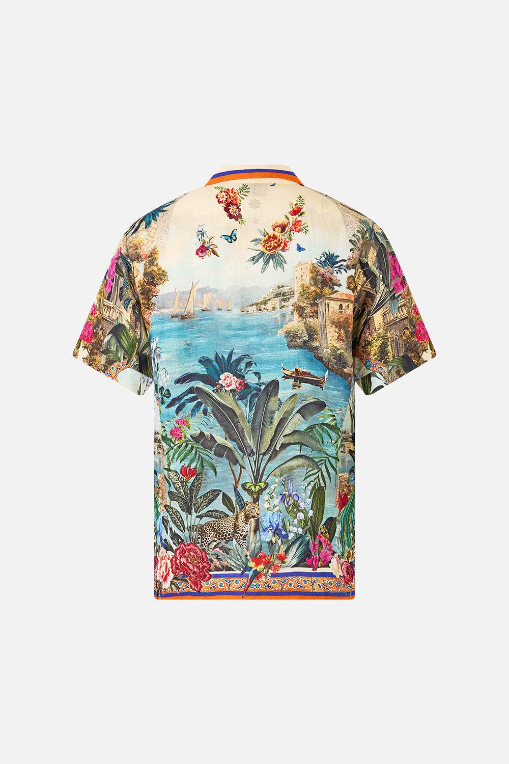 CAMISA CABANA DE MANGA CORTA ESTAMPADO BOTÁNICO DE BODRUM
