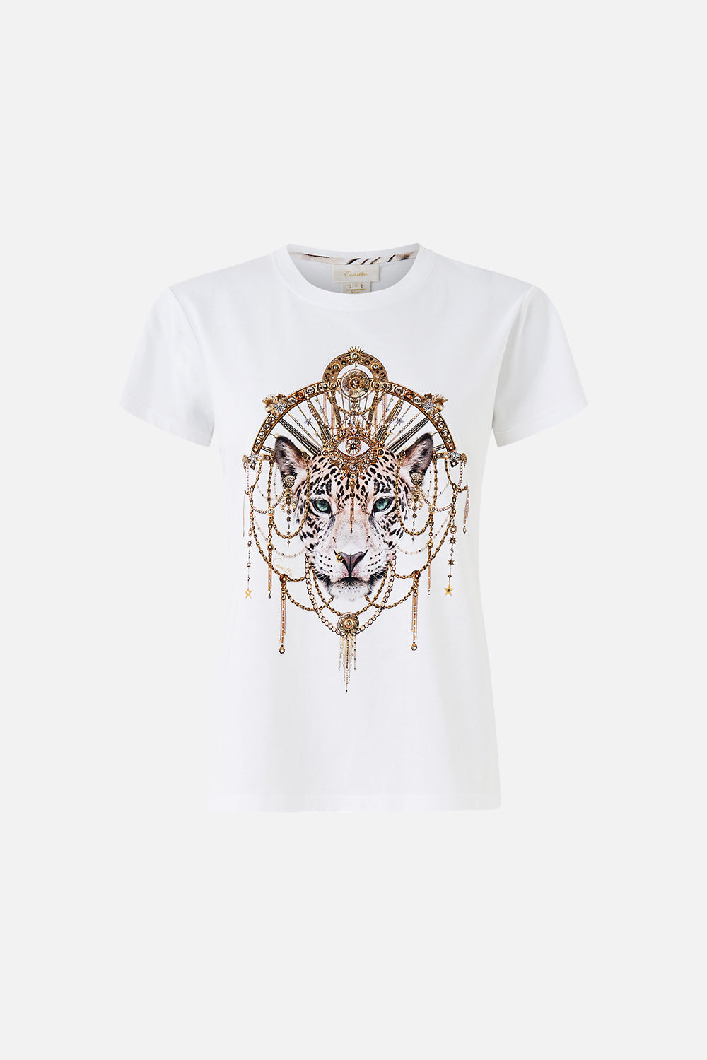 SLIM FIT ROUND NECK T-SHIRT - WHITE/GOLD LADY LIONHEART
