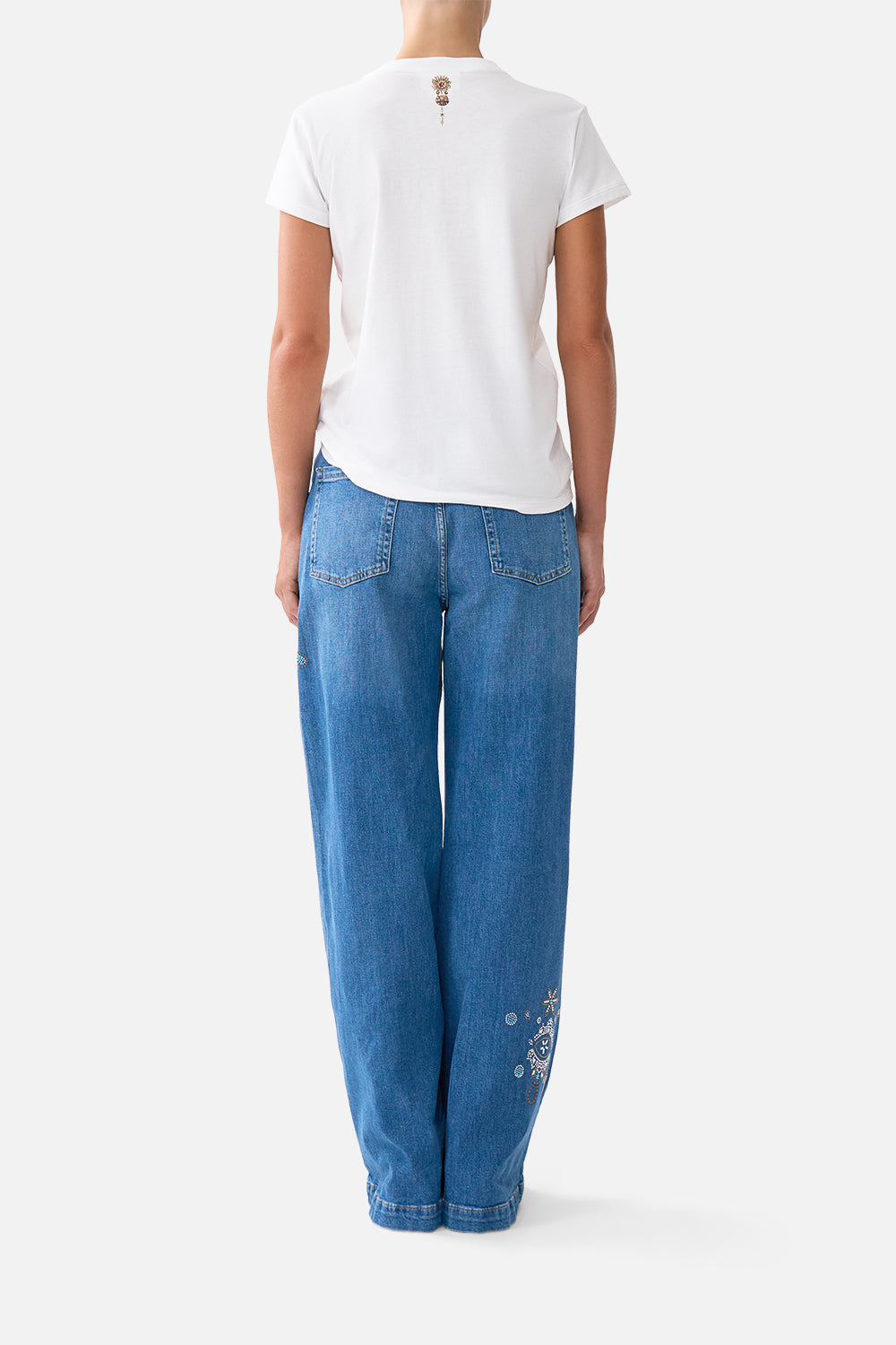 SLIM FIT ROUND NECK T-SHIRT - WHITE/GOLD LADY LIONHEART