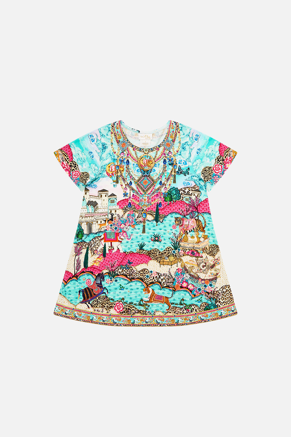 VESTIDO MINI CAMISETA PARA NIÑAS CON BAJO EVASÉ MOMENTOS EN MINIATURA