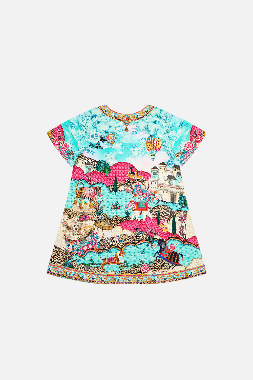 VESTIDO MINI CAMISETA PARA NIÑAS CON BAJO EVASÉ MOMENTOS EN MINIATURA