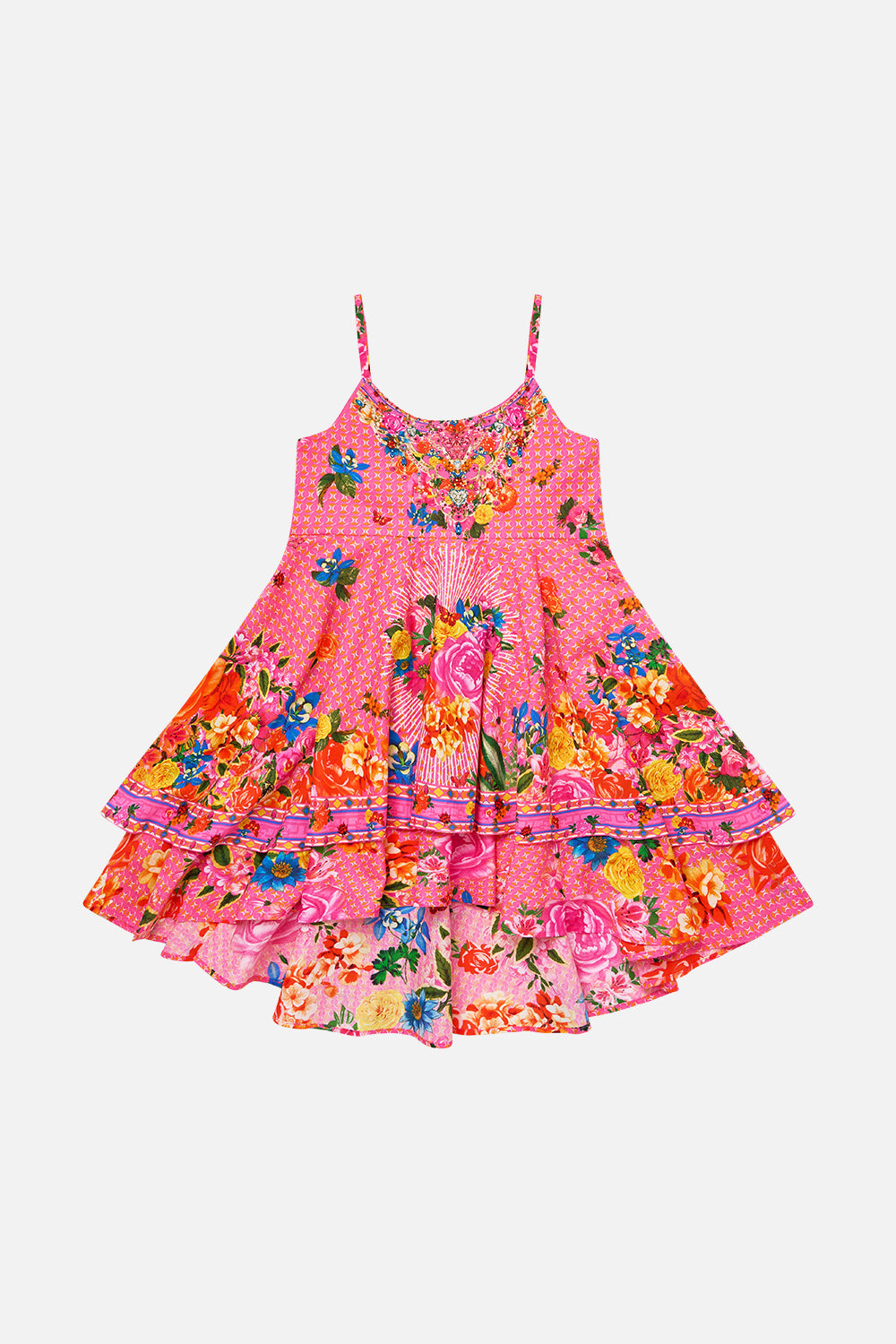 ILUSTRACIÓN DE VESTIDO INFANTIL CON CUELLO REDONDO Y CAPAS ASIMÉTRICAS NATION