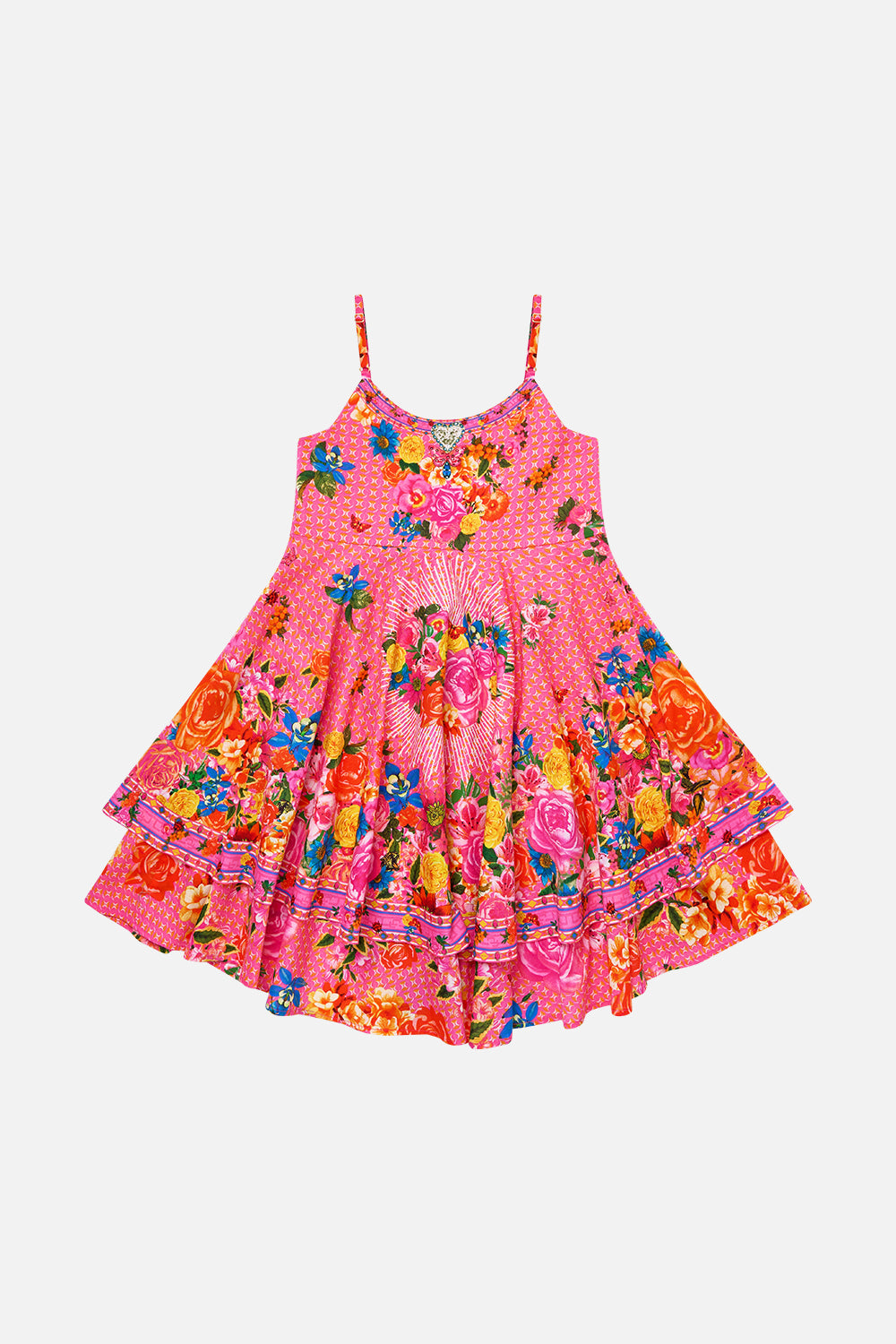 ILUSTRACIÓN DE VESTIDO INFANTIL CON CUELLO REDONDO Y CAPAS ASIMÉTRICAS NATION