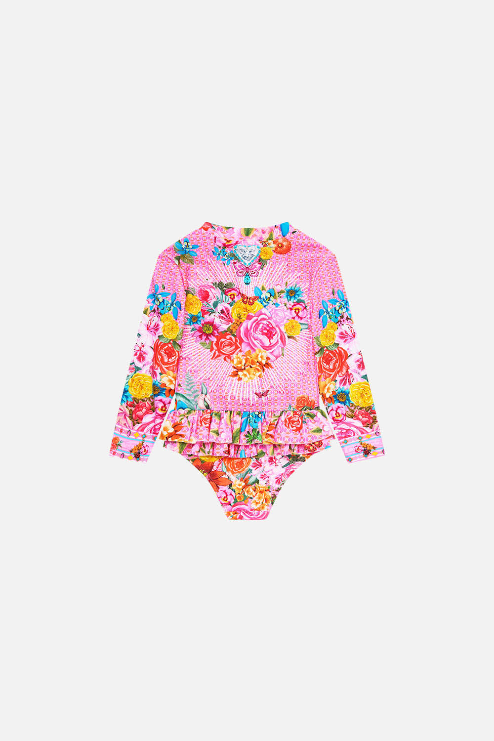 BABIES TRAJE DE BAÑO MANGA LARGA CON CREMALLERA DELANTERA Y VOLANTE EN LA ESPALDA ILLUSTRATION NATION