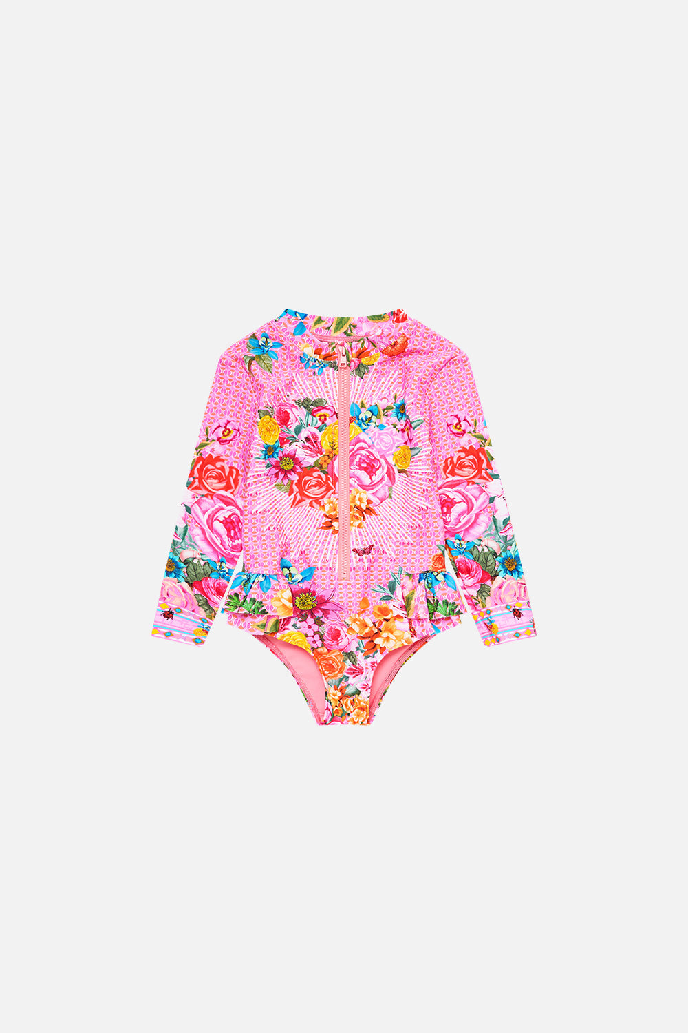 BABIES TRAJE DE BAÑO MANGA LARGA CON CREMALLERA DELANTERA Y VOLANTE EN LA ESPALDA ILLUSTRATION NATION