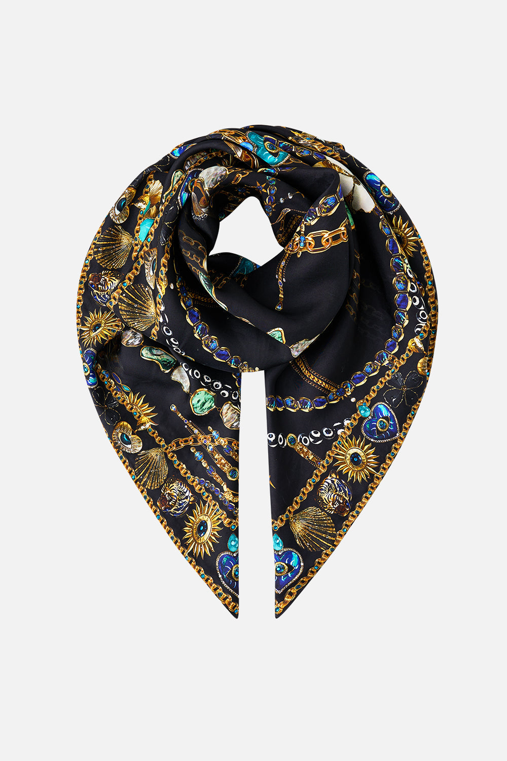 LARGE CRYSTALLED SILK SQUARE SCARF AMULETS AND ALCHEMY