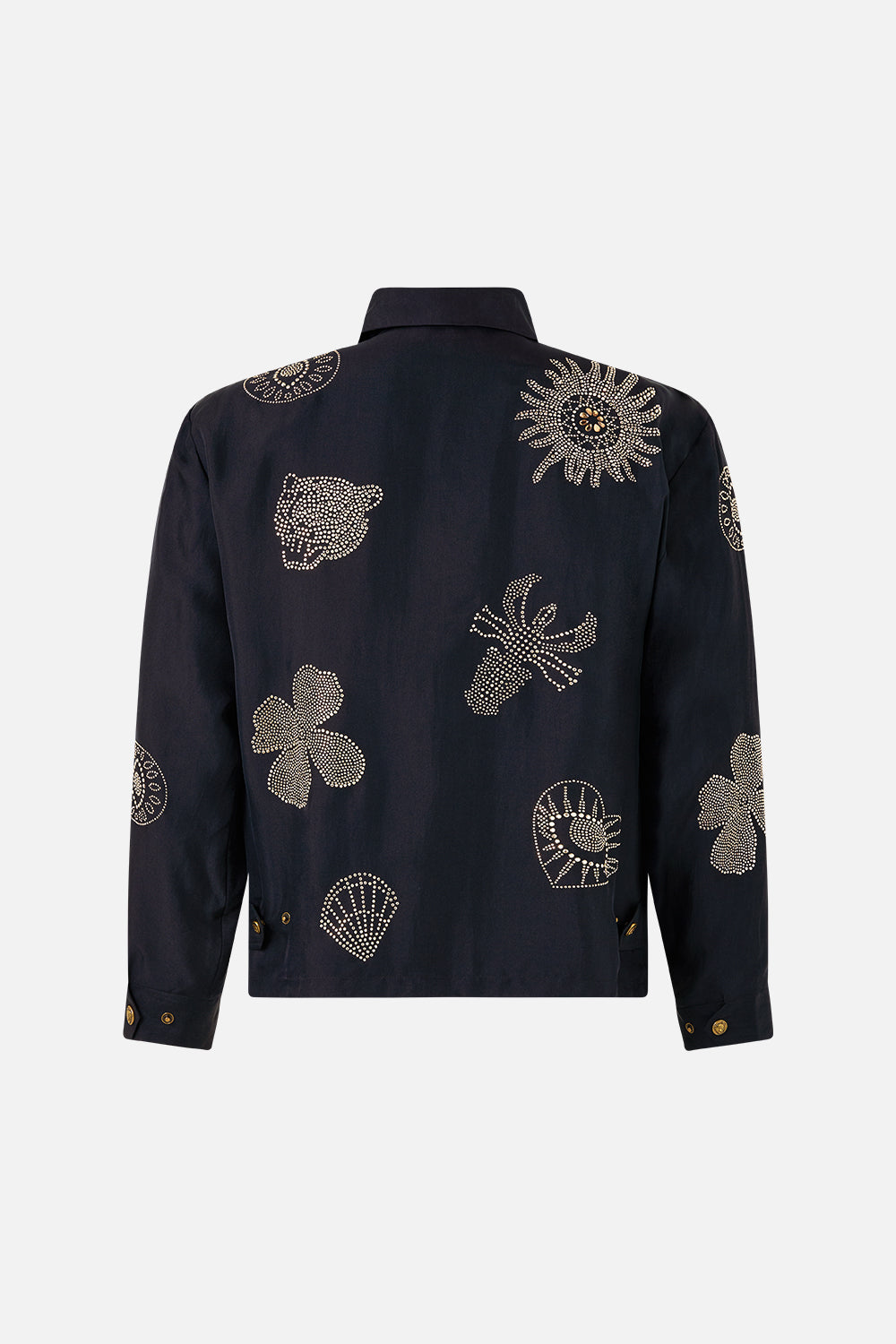 CHAQUETA CORTA CON CREMALLERA DE ADORNOS AMULETOS Y ALQUIMIA