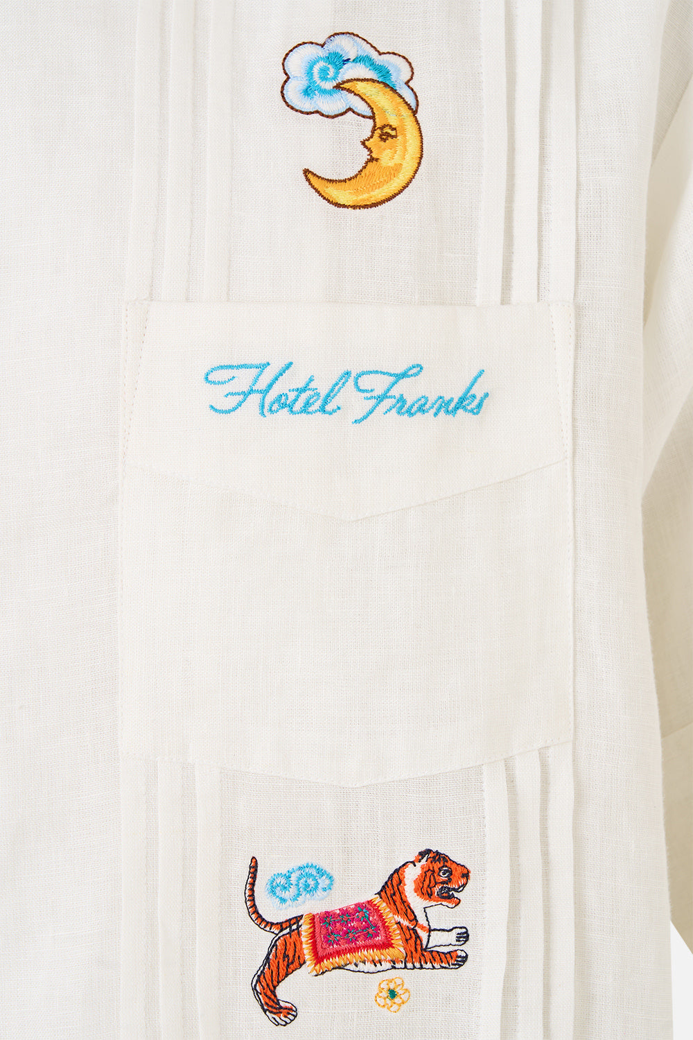 EMBROIDERED SHORT SLEEVE PLEATED CUBAN SHIRT KAPADOKYA KITSCH