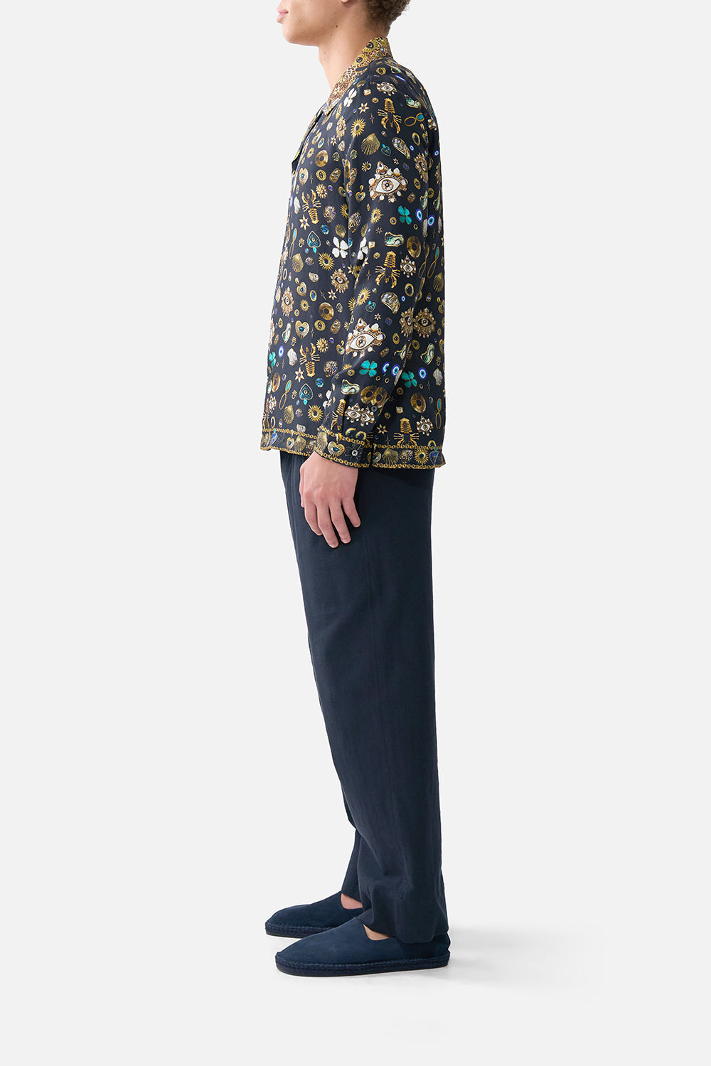 LONG SLEEVE CAMP COLLARED SHIRT AMULETS AND ALCHEMY
