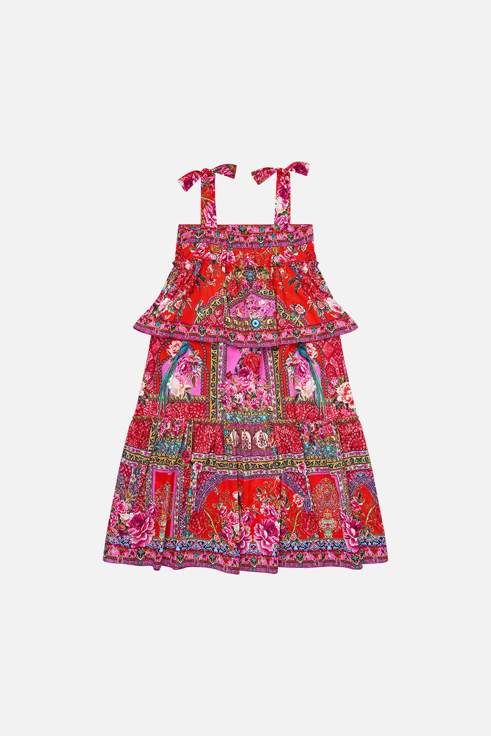 VESTIDO LARGO INFANTIL CON TIRANTES DE LAZO Y CORTE IMPERIO HEIRLOOM