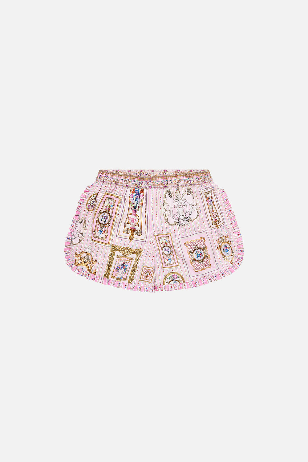 SHORT INFANTIL CON VOLANTES Y CINTURA ELÁSTICA PALETA DE PASTEL