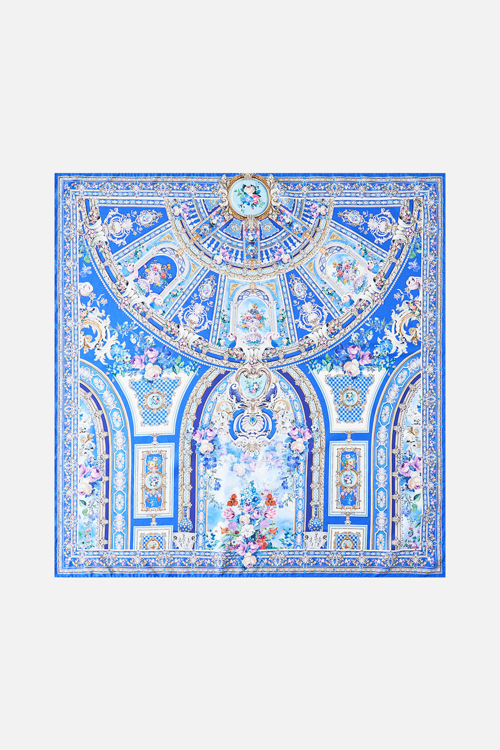 PAÑUELO CUADRADO DE SEDA SARGADA ESTAMPADA OPULENCIA OTOMANA