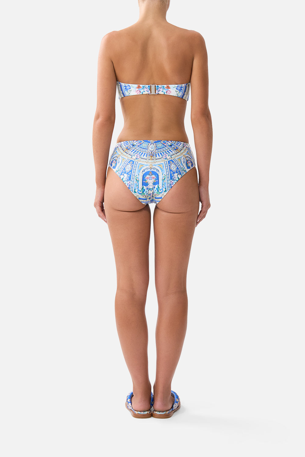 The CAMILLA mid rise bikini bottom from our print Ottoman opulence, back model view