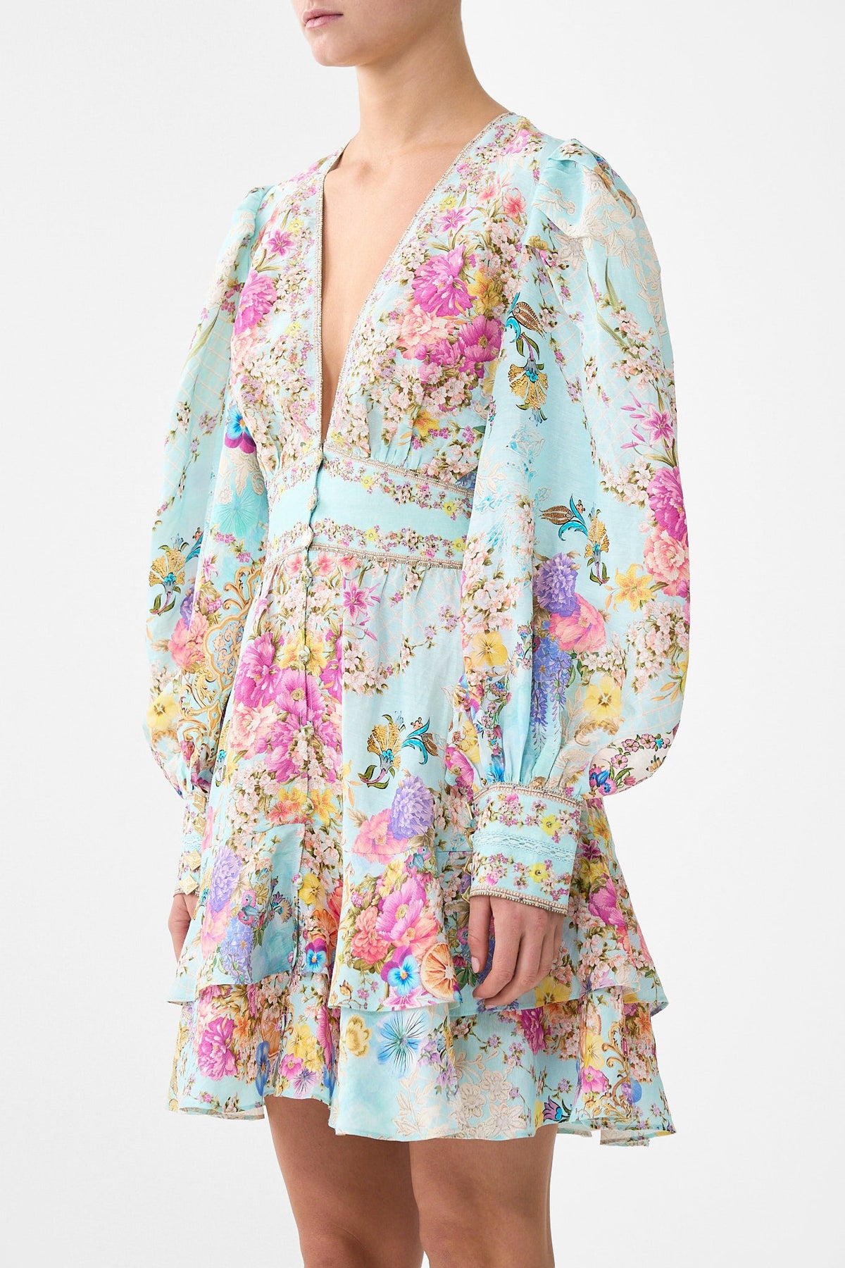 BUTTON FRONT FRILL DRESS BAZAAR BLOOMS