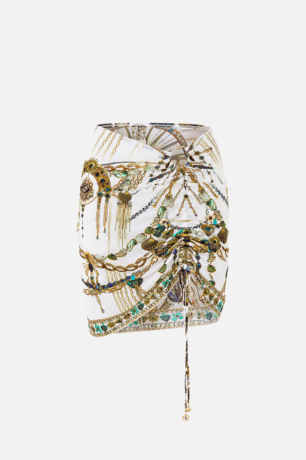 SARONG CORTO FRUNCIDO CON ANILLA DELANTERA CADENA
