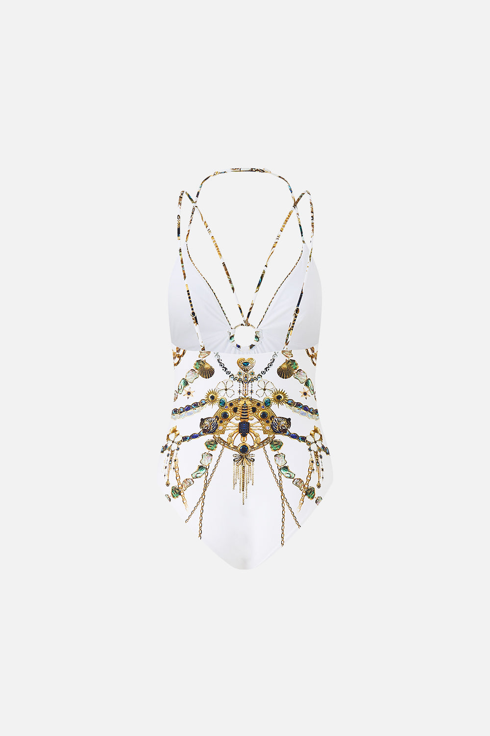 MULTI STRAP HALTER TRI ONE PIECE WITH TRIM CHAIN GANG