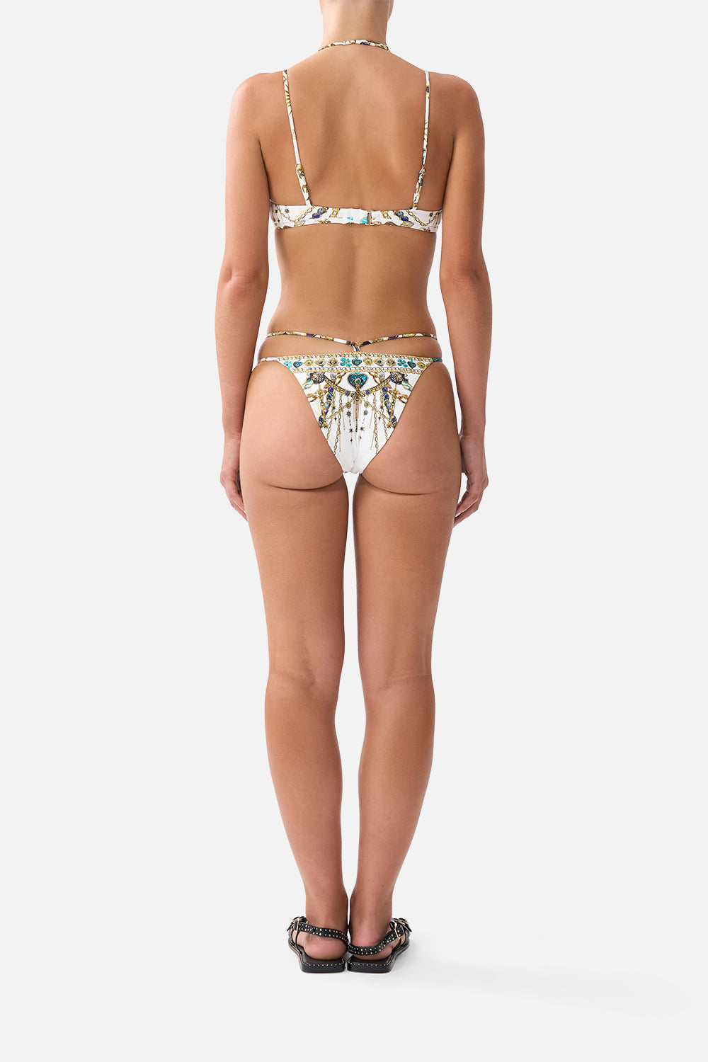 MULTI STRAP HALTER TRI BIKINI TOP WITH TRIM CHAIN GANG