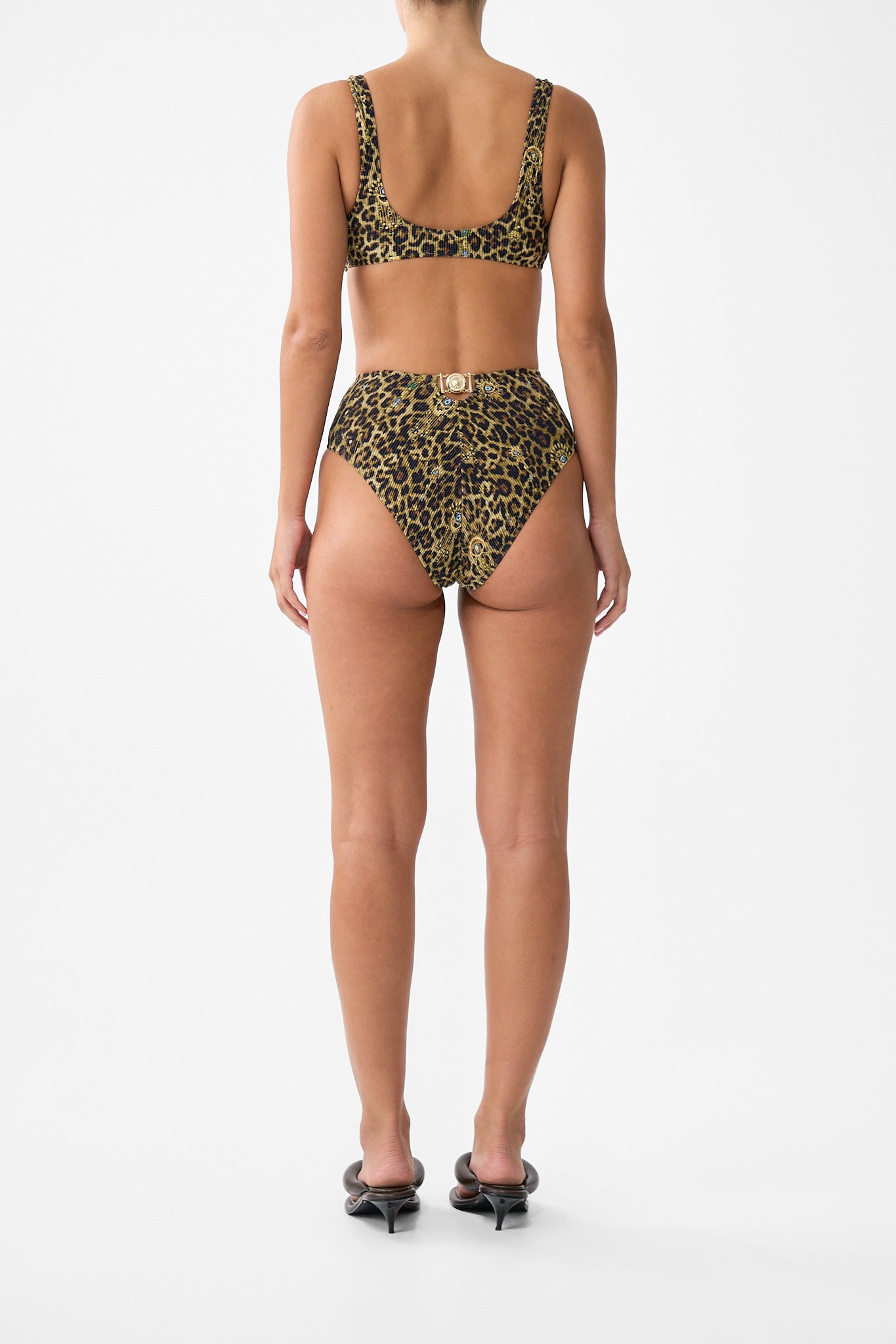 TOP DE BIKINI CORTO CON TIRAS Y TEXTURA ARRUGADA ESTAMPADO FELINE FOLKLORE