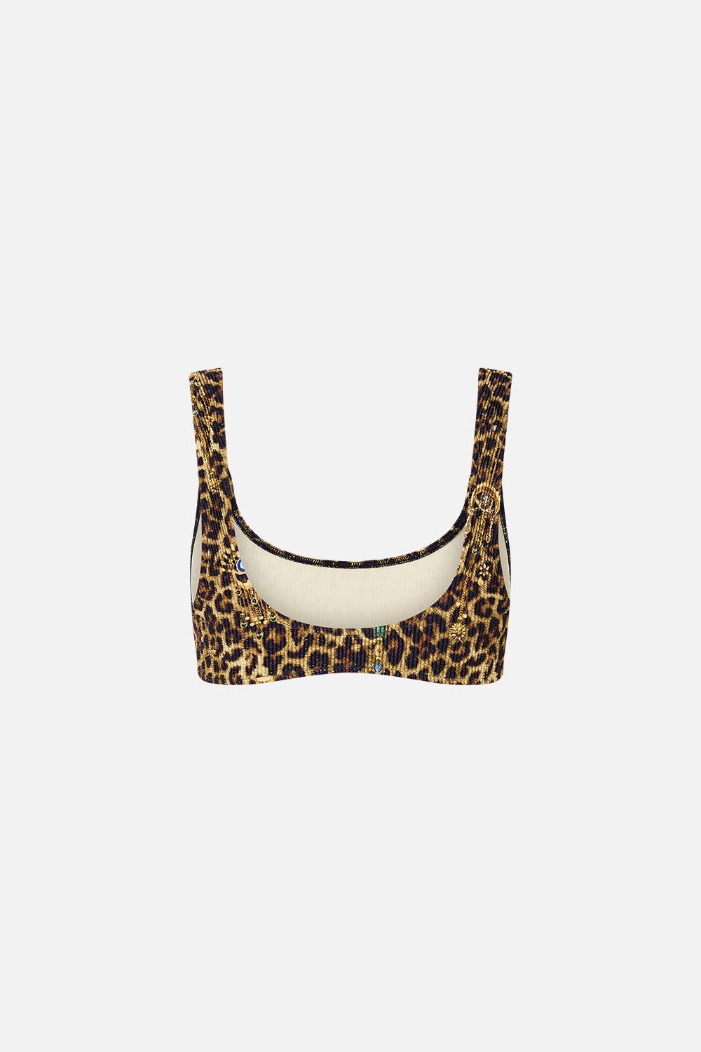 TOP DE BIKINI CORTO CON TIRAS Y TEXTURA ARRUGADA ESTAMPADO FELINE FOLKLORE