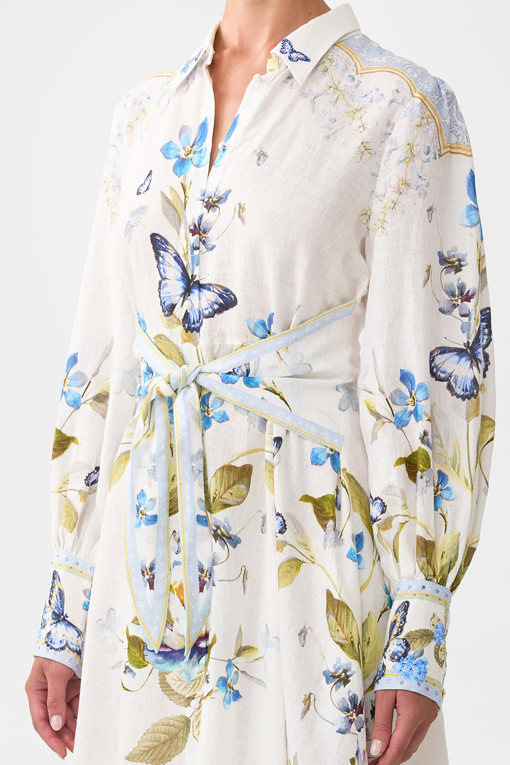 WAIST TIE SHIRT DRESS BOTANICAL BALLADS