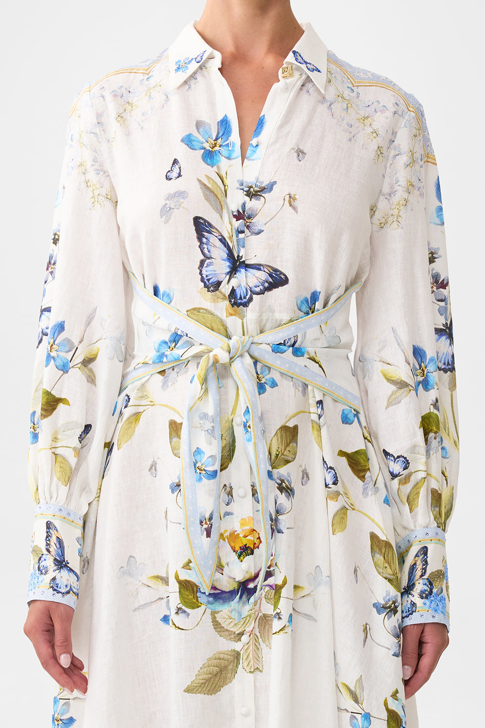 The CAMILLA waist tie shirt dress from our print botanical ballads