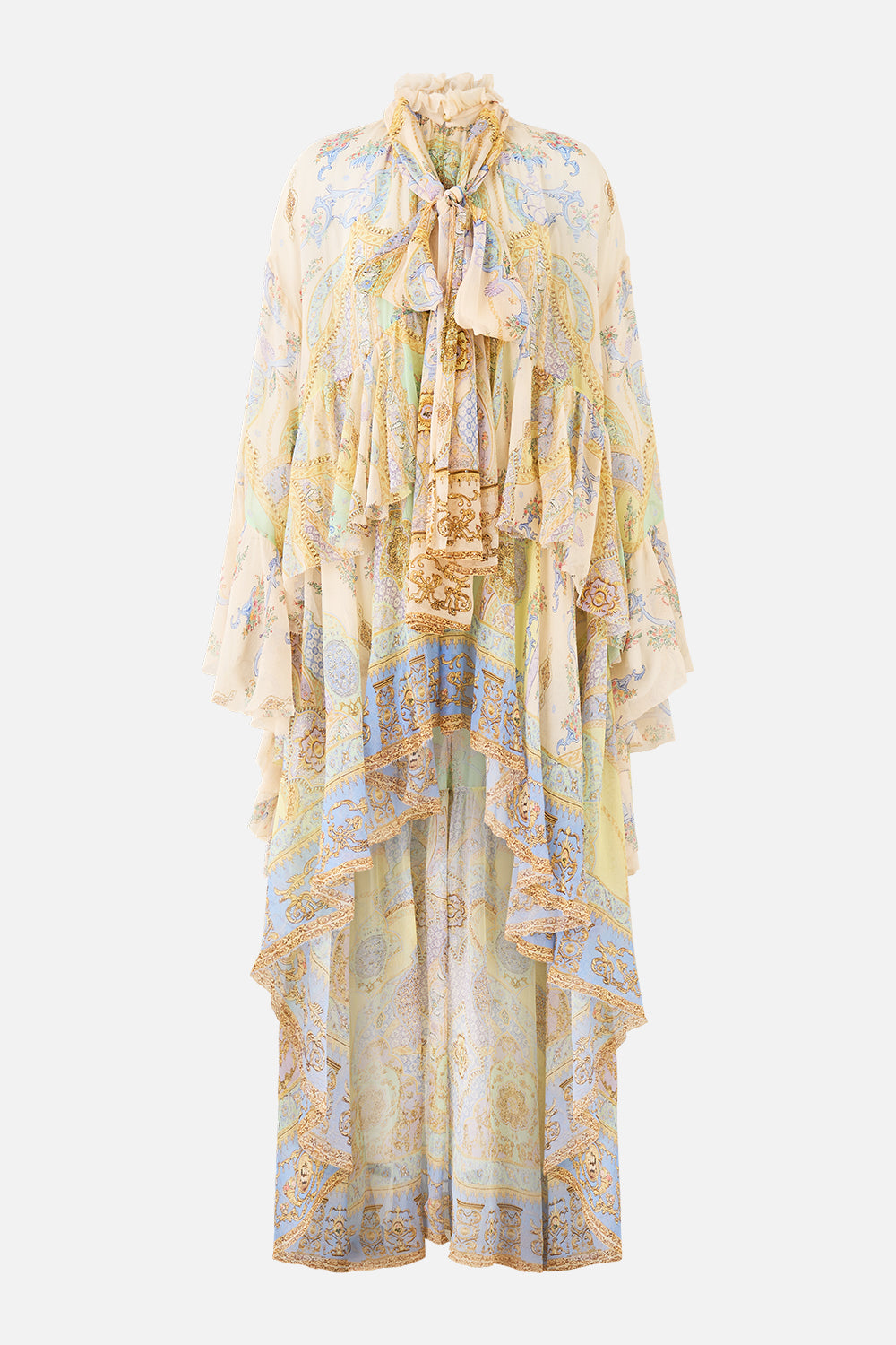 RUFFLE HIGH LOW DRESS WITH LONG SLEEVE EAST OF ISTANBUL